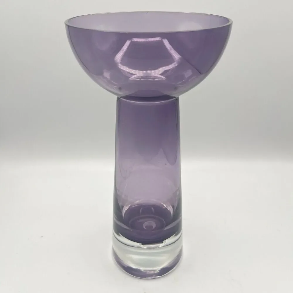 Krosno Poland Amethyst Art Glass Vase Candle Holder Suspended Bubble